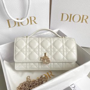Lady Dior Top Handle Bag in white