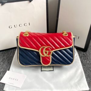 GG Marmont Medium New Blue and Red Color Bag